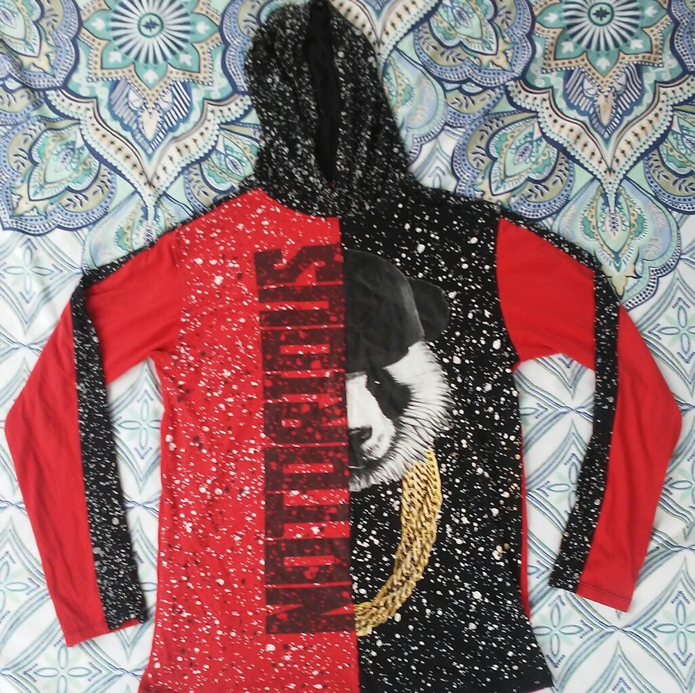 Notorious t-shirt hoodie long sleeve red boys L
